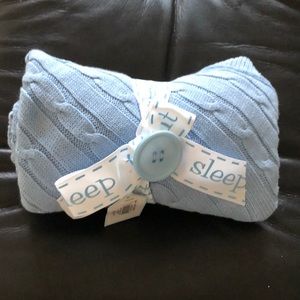 Mud Pie Blue cable knit baby blanket NWT